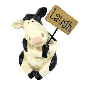 Figurine Cow Laugh Sign Impressive Black White Animal Farm
